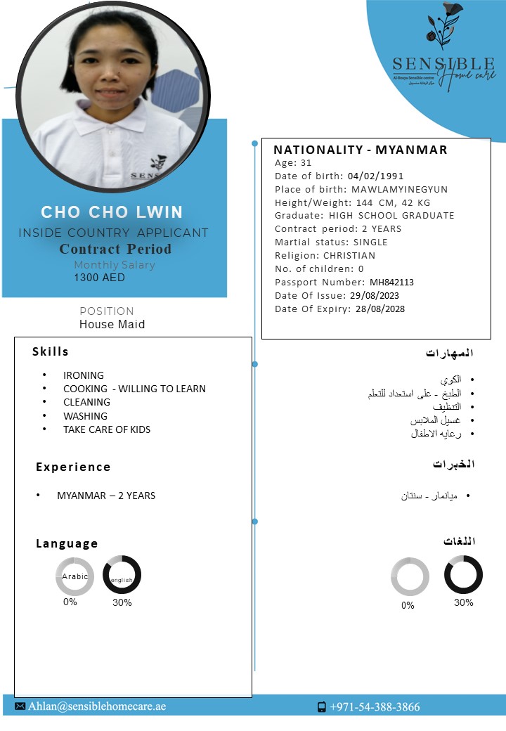 CHO CHO LWIN - MYANMAR - IN UAE